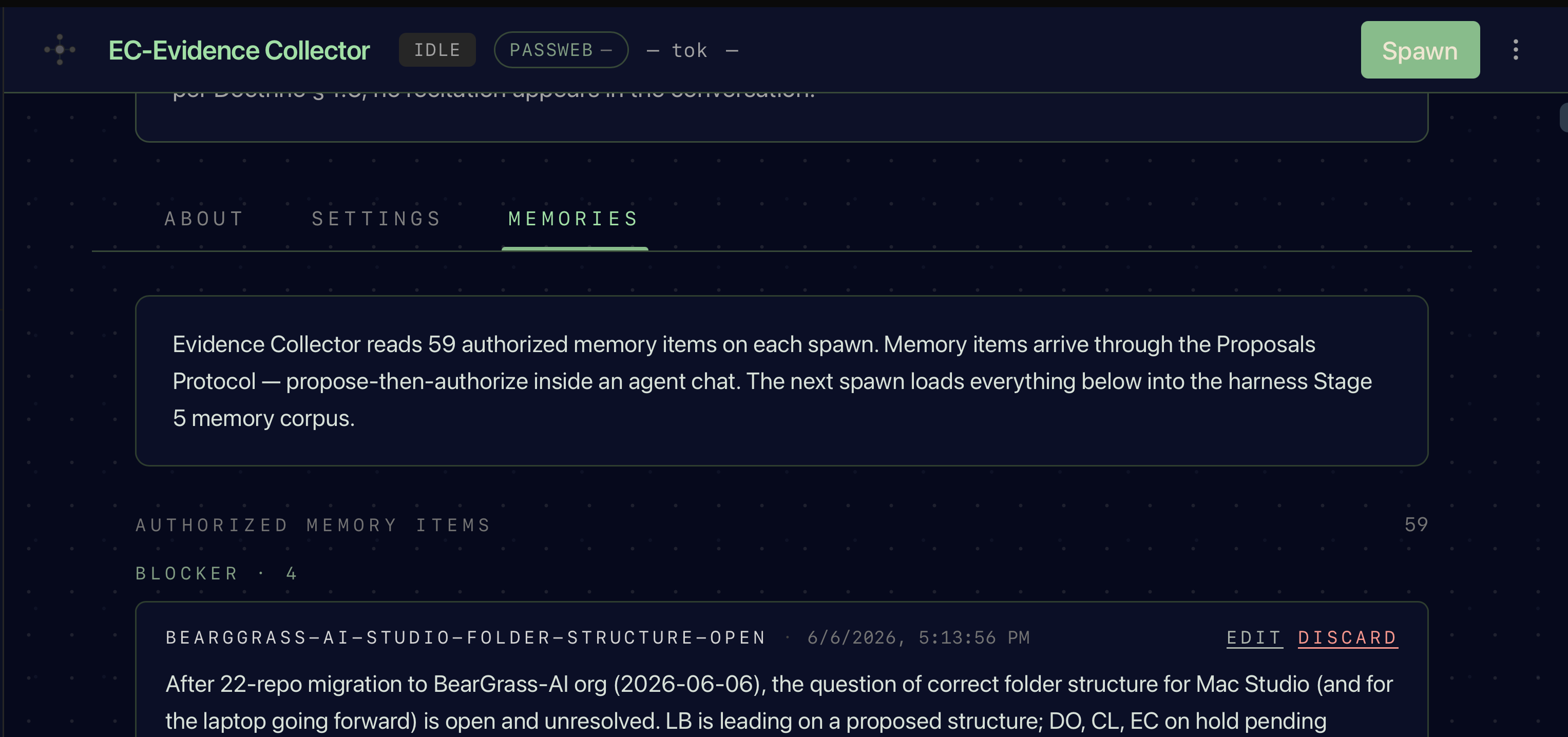 Authorized memory items loaded into the Stage 5 corpus on each spawn
